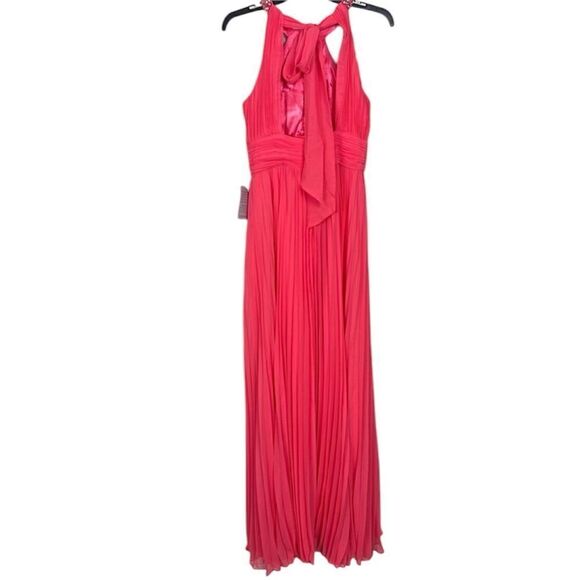 Eliza J NWT Crystal Detail Pleated Gown in Melon Size 14 - Picture 8 of 8